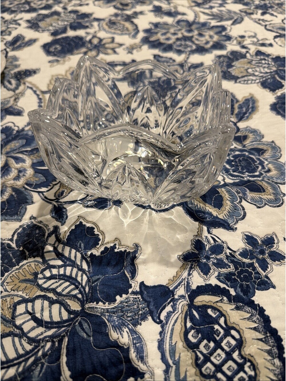 Vintage Clear Cut Glass Decorative Bowl